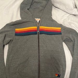 Aviator Nation 5 stripe hoodie heather grey